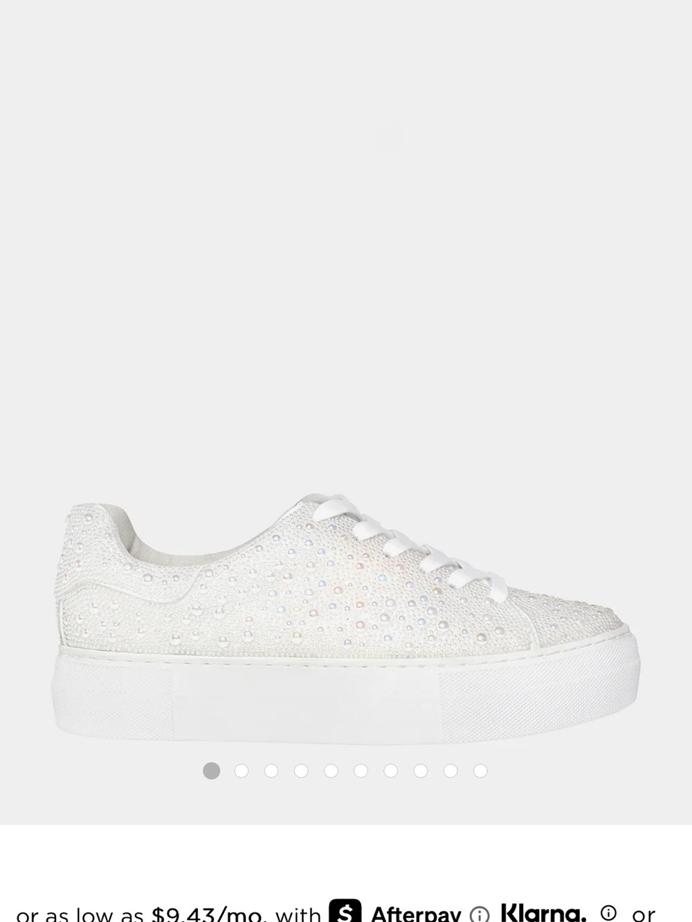 Betsey Johnson Pearl White Crystal Lace-Up Platform Sneaker